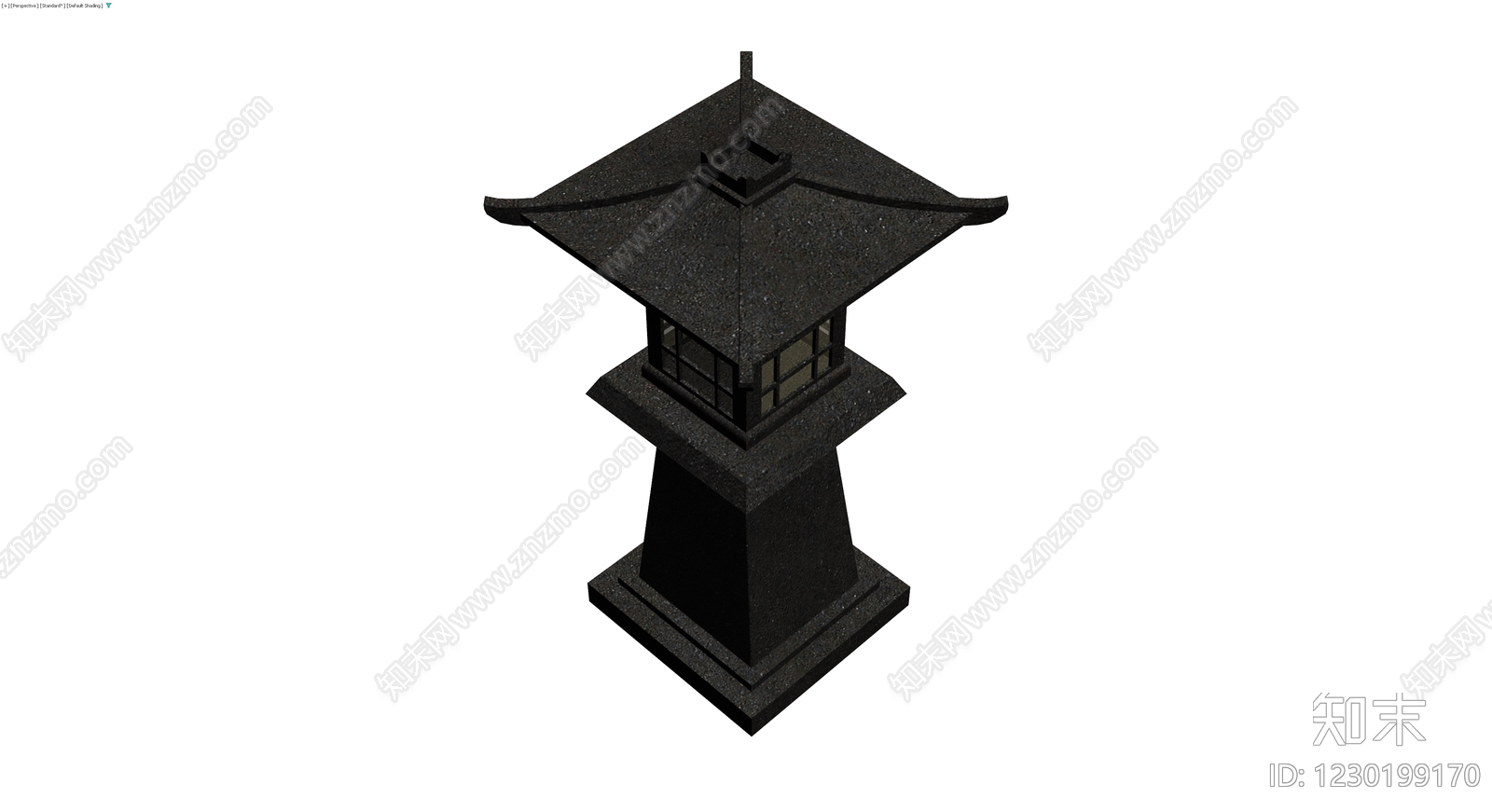 黑色石质景观灯3D模型下载【ID:1230199170】