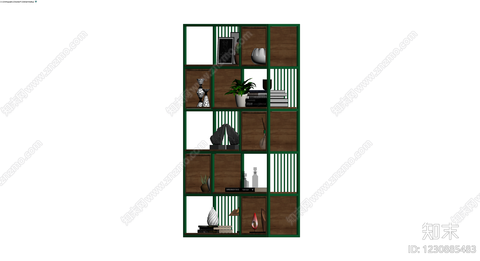 绿框木质陈列书架3D模型下载【ID:1230885483】