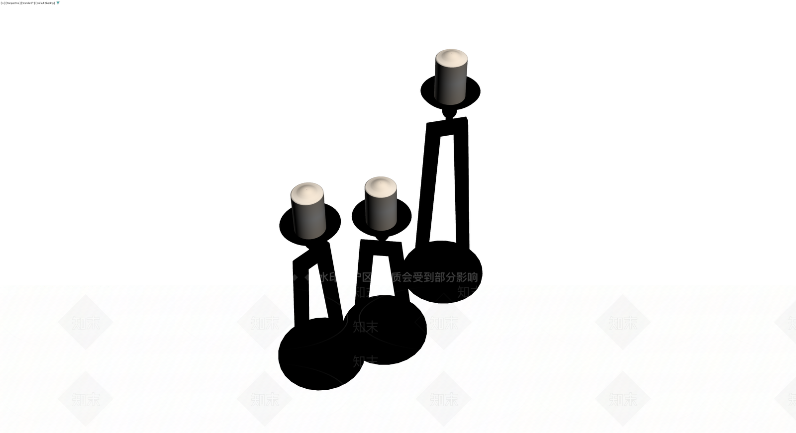 黑色三头烛台3D模型下载【ID:1229989685】