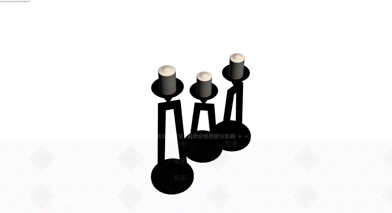 黑色三头烛台3D模型下载【ID:1229989685】