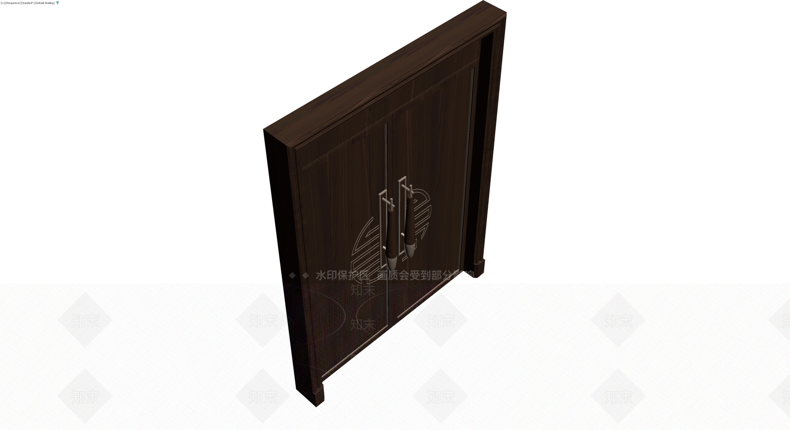 深色中式双开门柜3D模型下载【ID:1229601947】