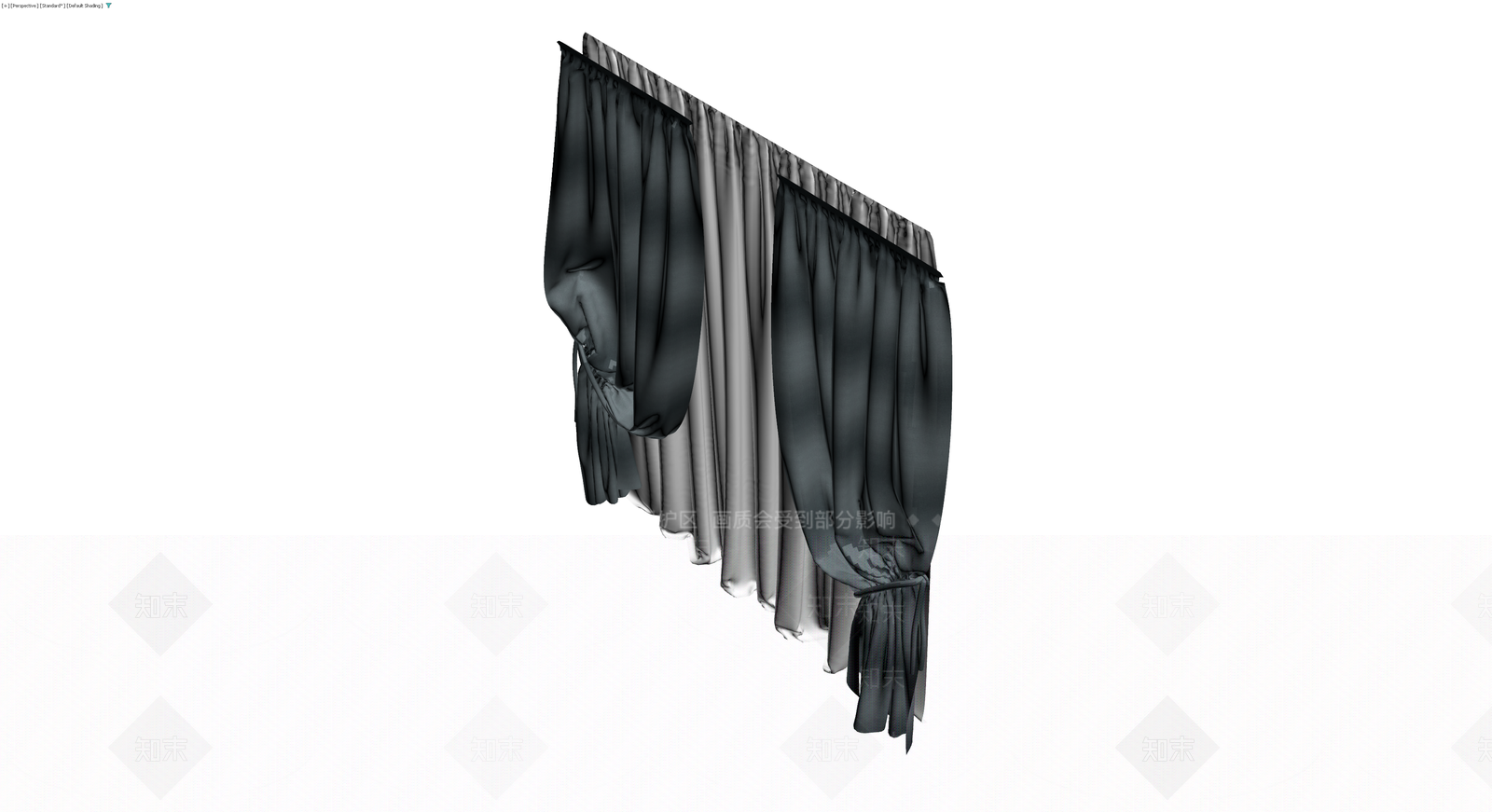 灰模双开系带窗帘3D模型下载【ID:1230432156】