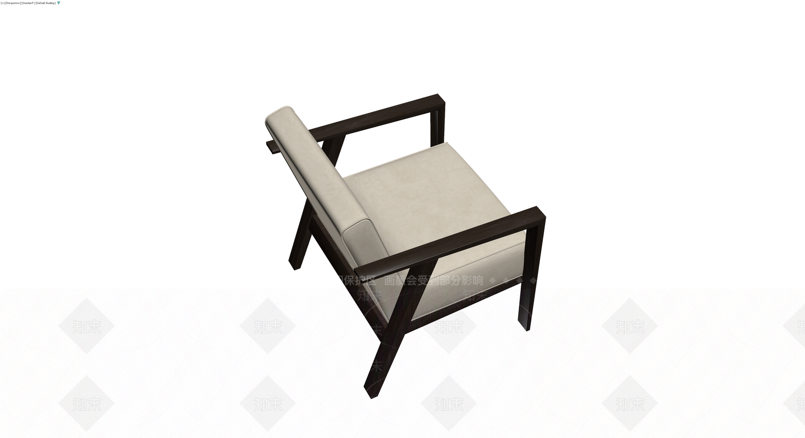 深色木质米色软包扶手椅3D模型下载【ID:1230106891】