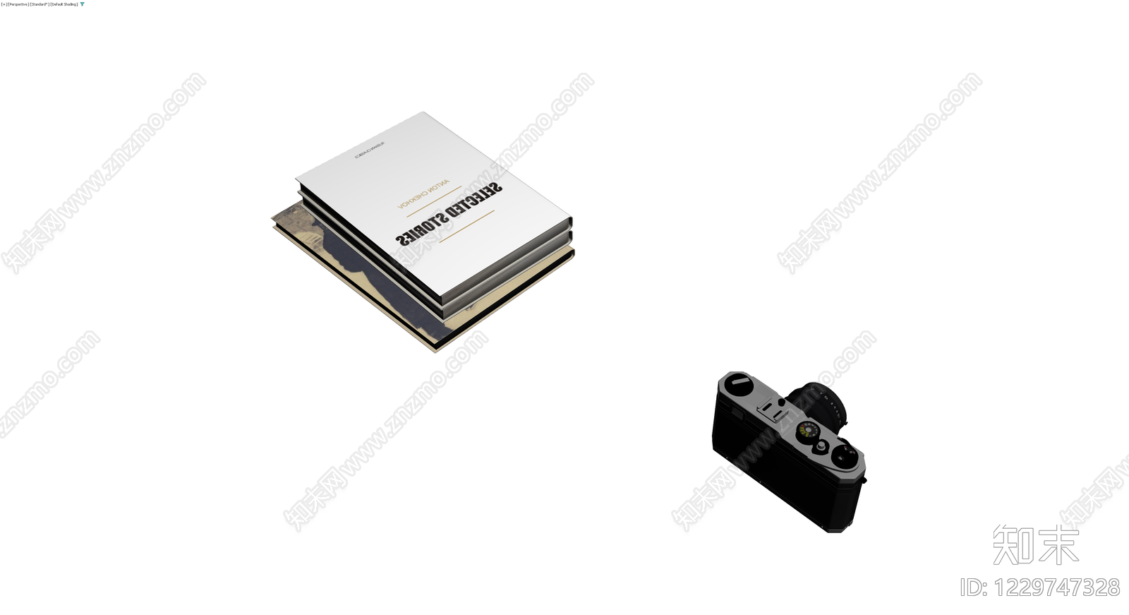 书籍与相机组合模型3D模型下载【ID:1229747328】