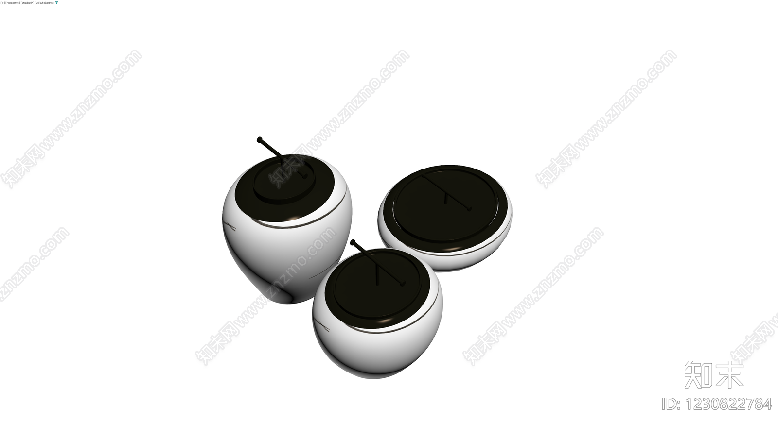 白釉黑盖陶瓷罐组合3D模型下载【ID:1230822784】