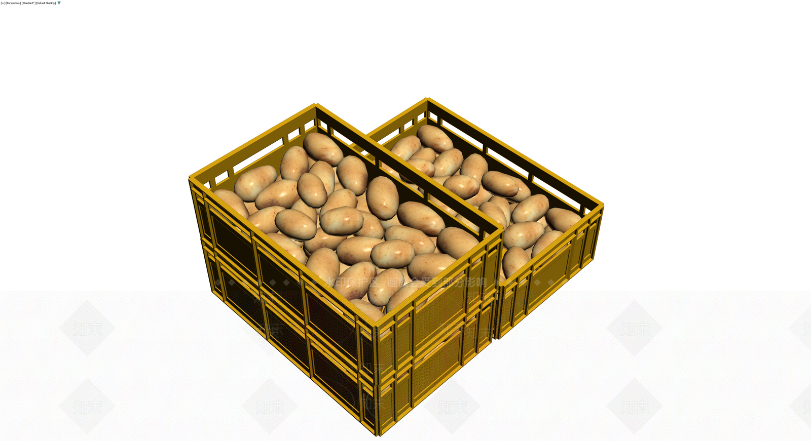 黄色塑料筐装土豆3D模型下载【ID:1230687767】