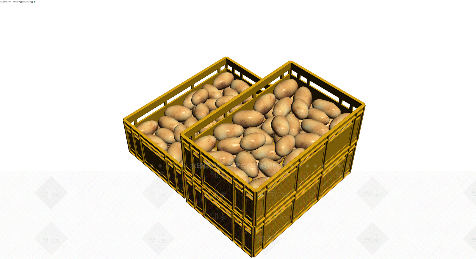 黄色塑料筐装土豆3D模型下载【ID:1230687767】