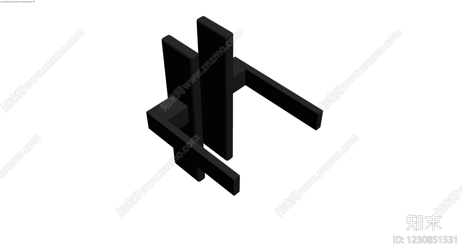 黑色现代执手门锁组件3D模型下载【ID:1230851531】