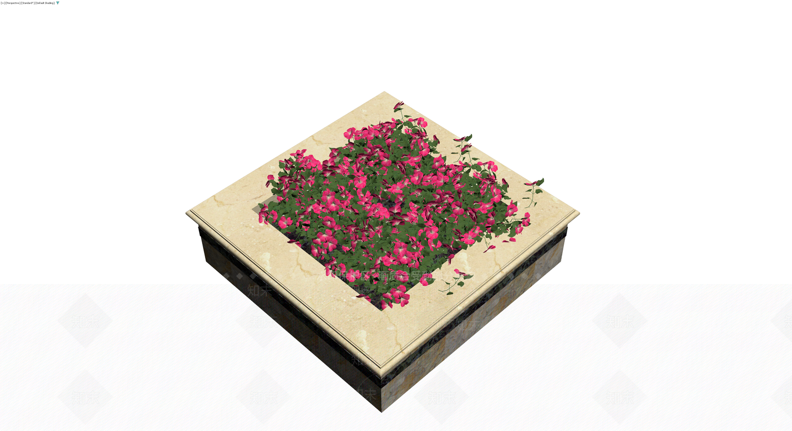 大理石花箱盆栽组合3D模型下载【ID:1230374292】