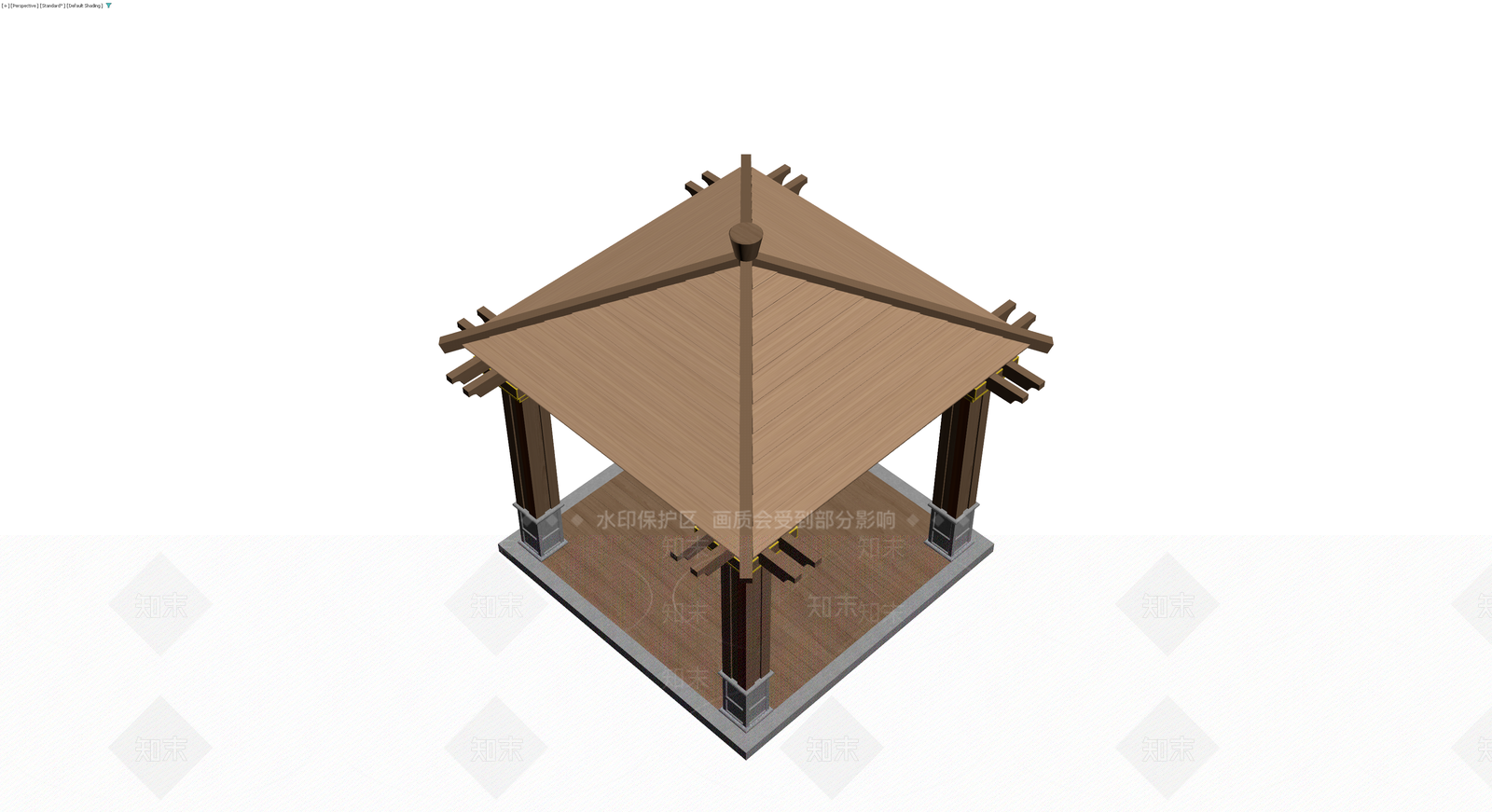 四角木质凉亭3D模型下载【ID:1229897753】