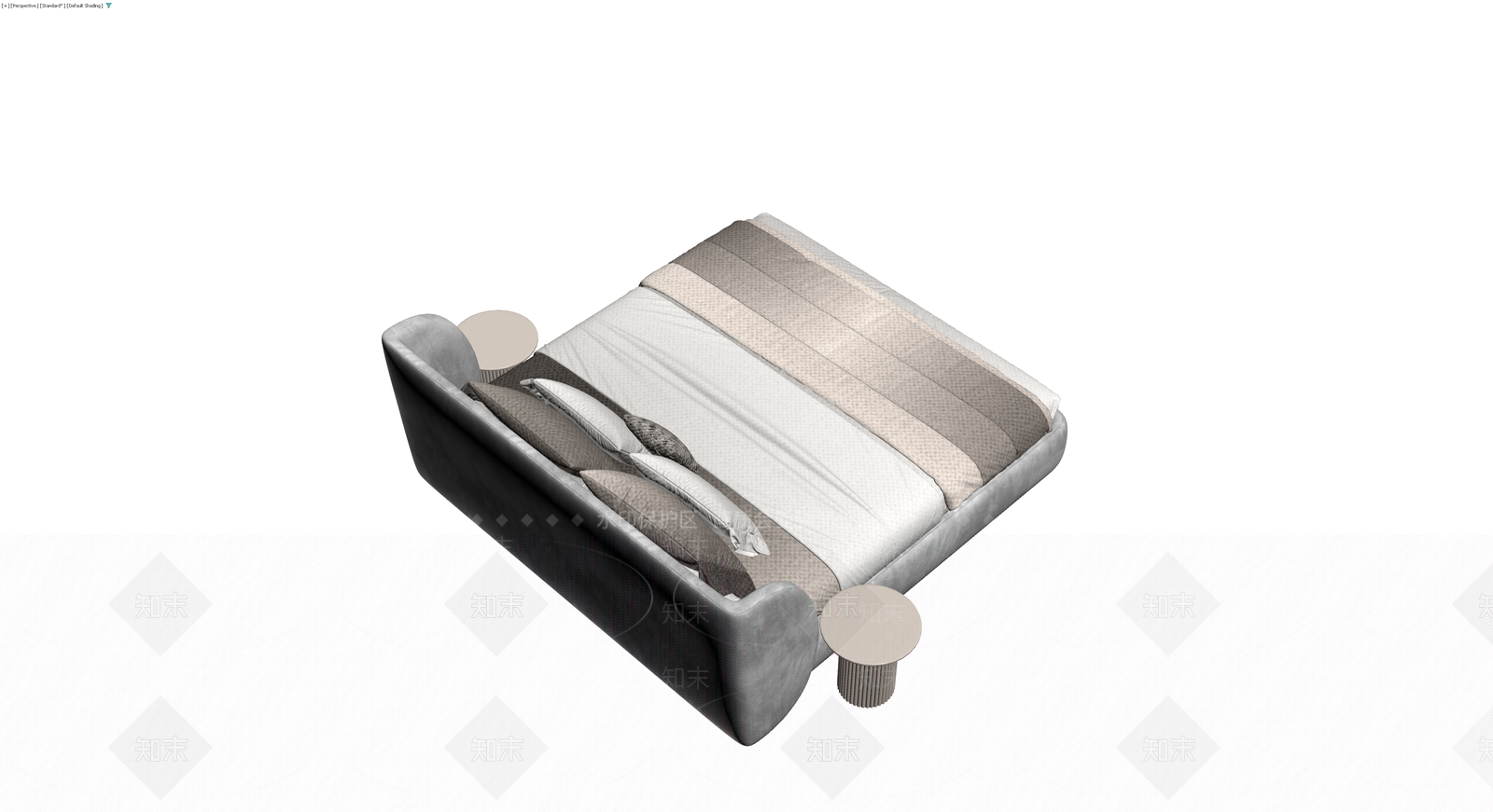 现代灰色软包双人床3D模型下载【ID:1230365432】