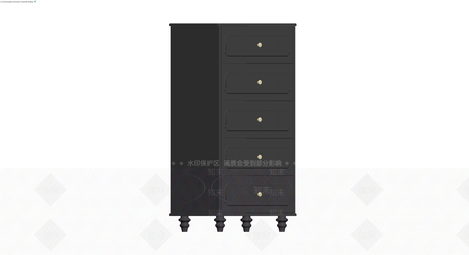 黑色五斗柜家具3D模型下载【ID:1230789804】