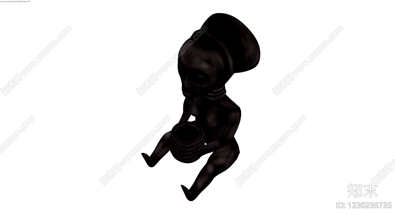 黑色人物雕塑灰模3D模型下载【ID:1230236735】