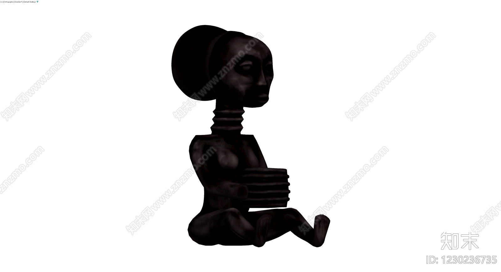 黑色人物雕塑灰模3D模型下载【ID:1230236735】