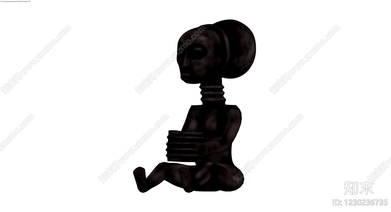 黑色人物雕塑灰模3D模型下载【ID:1230236735】
