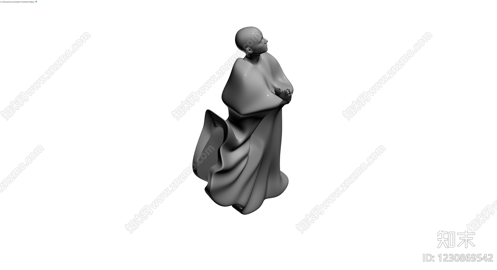 祈祷人物雕塑灰模3D模型下载【ID:1230869542】