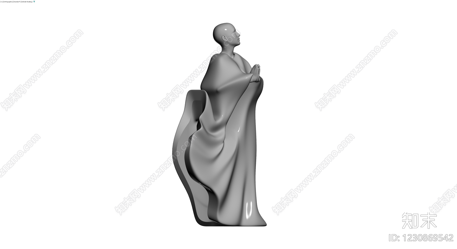 祈祷人物雕塑灰模3D模型下载【ID:1230869542】