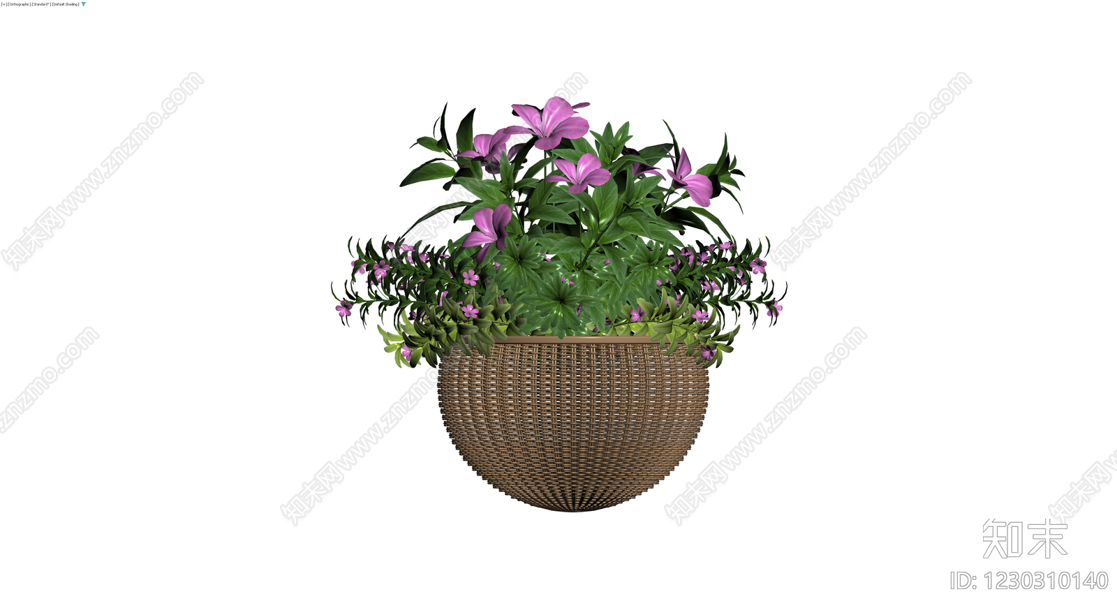 编织吊篮花卉盆栽3D模型下载【ID:1230310140】
