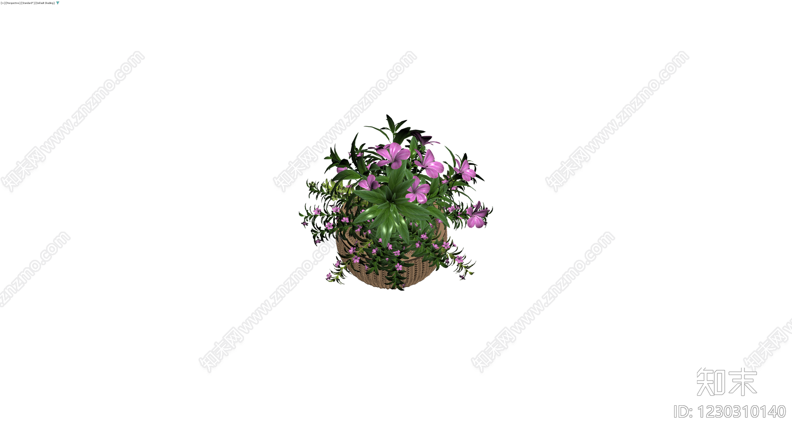 编织吊篮花卉盆栽3D模型下载【ID:1230310140】