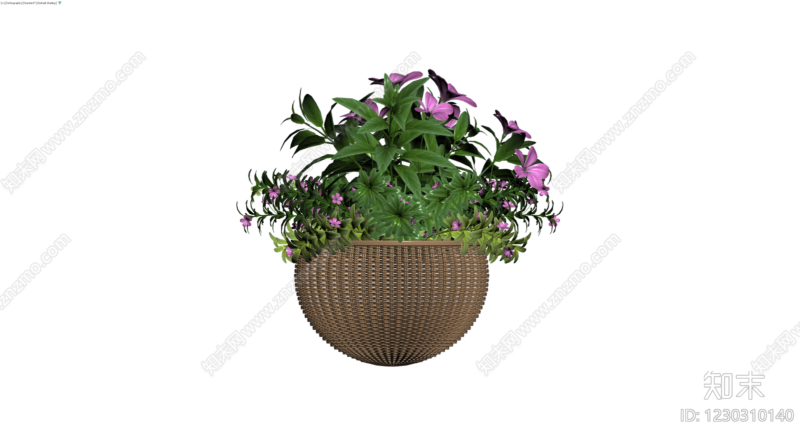 编织吊篮花卉盆栽3D模型下载【ID:1230310140】
