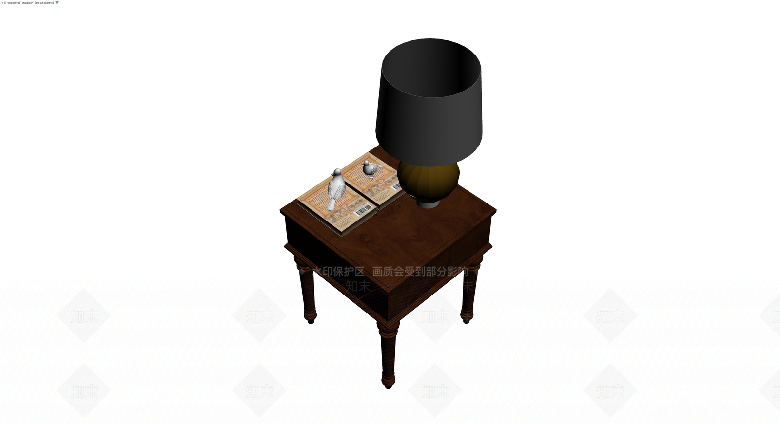 木质边几台灯组合3D模型下载【ID:1230143059】