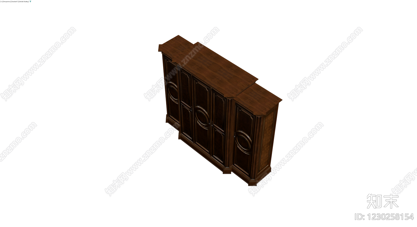 古典木质三门衣柜3D模型下载【ID:1230258154】