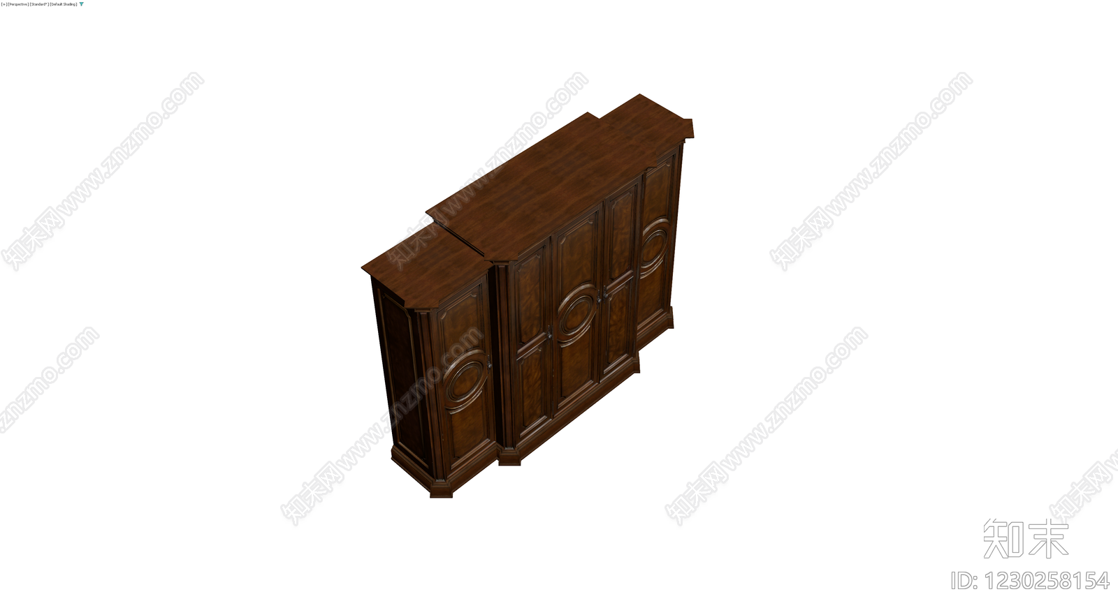 古典木质三门衣柜3D模型下载【ID:1230258154】