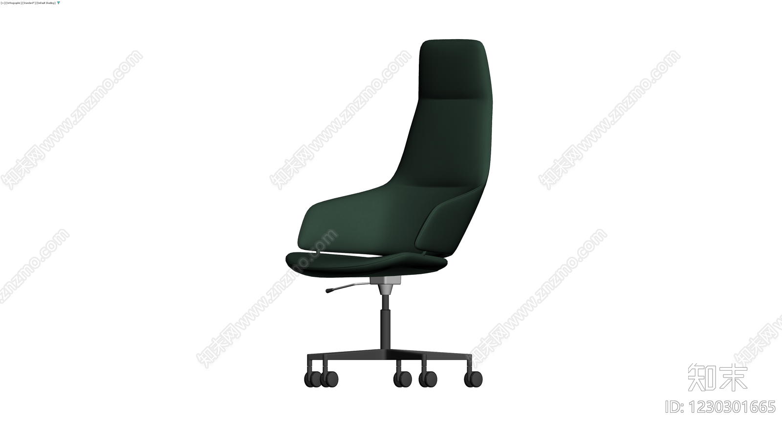 墨绿色现代办公转椅3D模型下载【ID:1230301665】