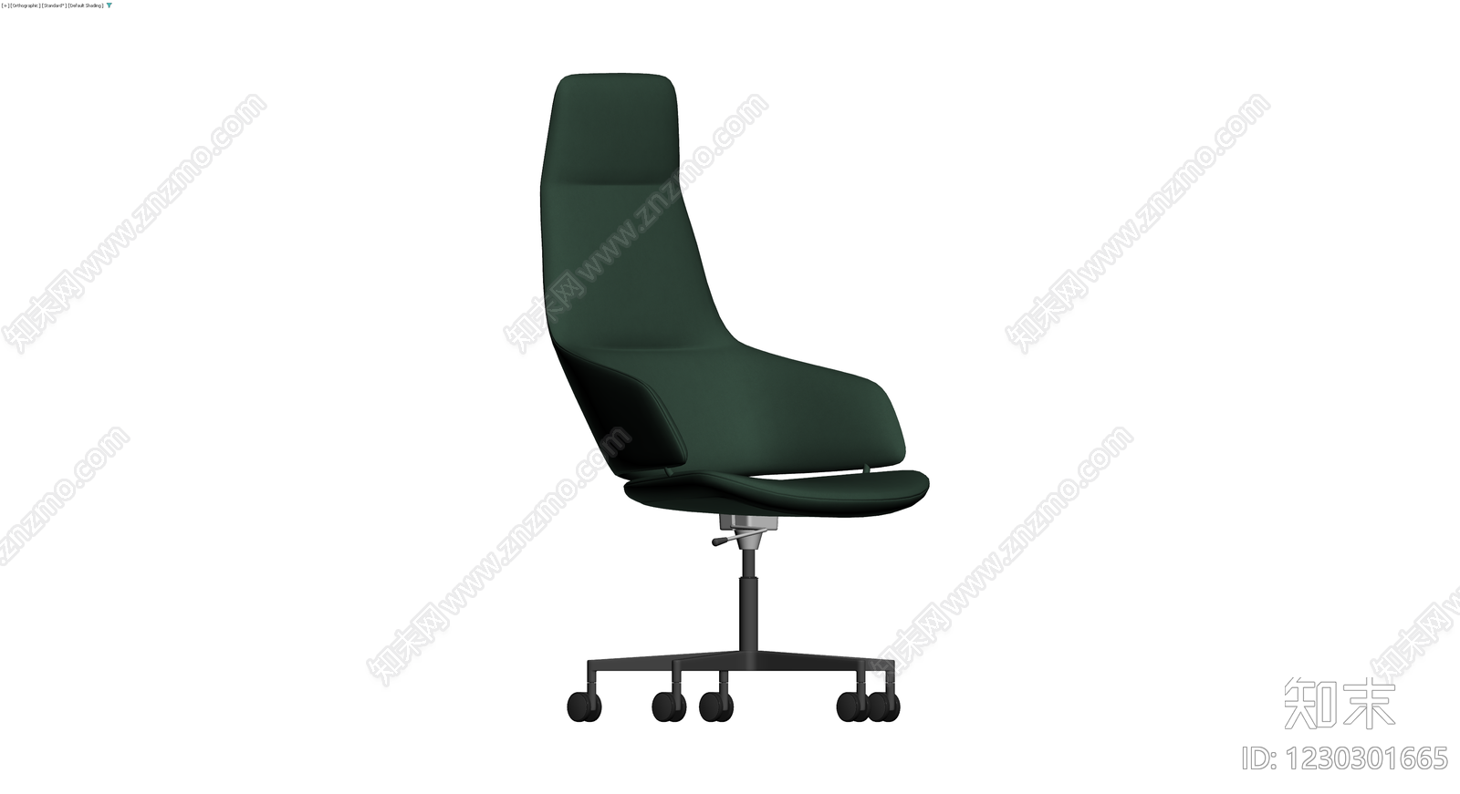 墨绿色现代办公转椅3D模型下载【ID:1230301665】