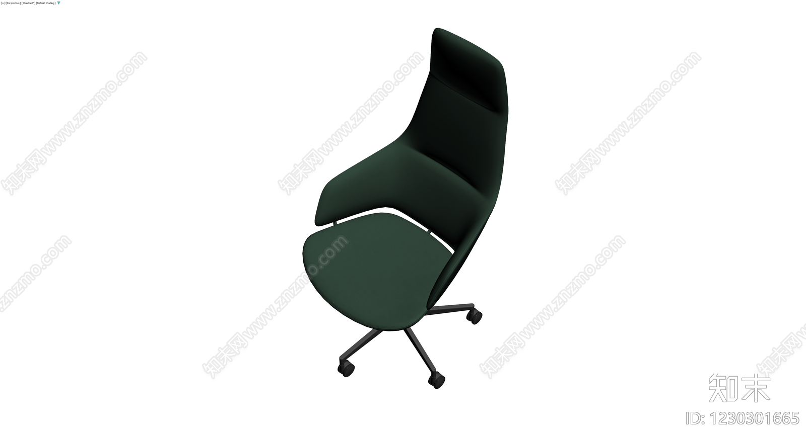 墨绿色现代办公转椅3D模型下载【ID:1230301665】