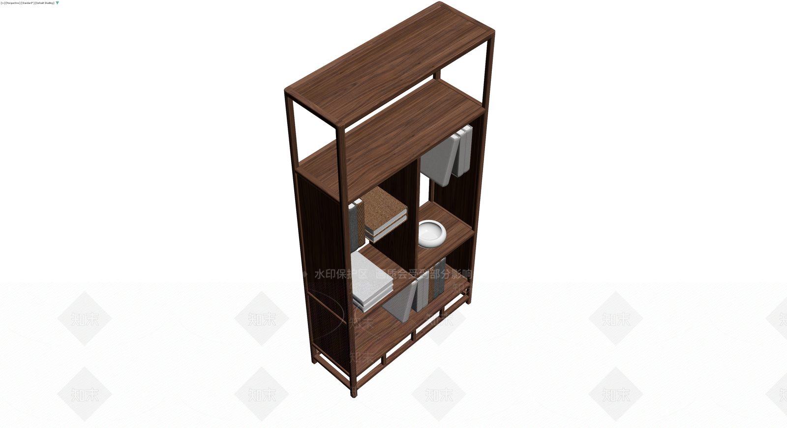 深色木纹组合书架3D模型下载【ID:1230684938】