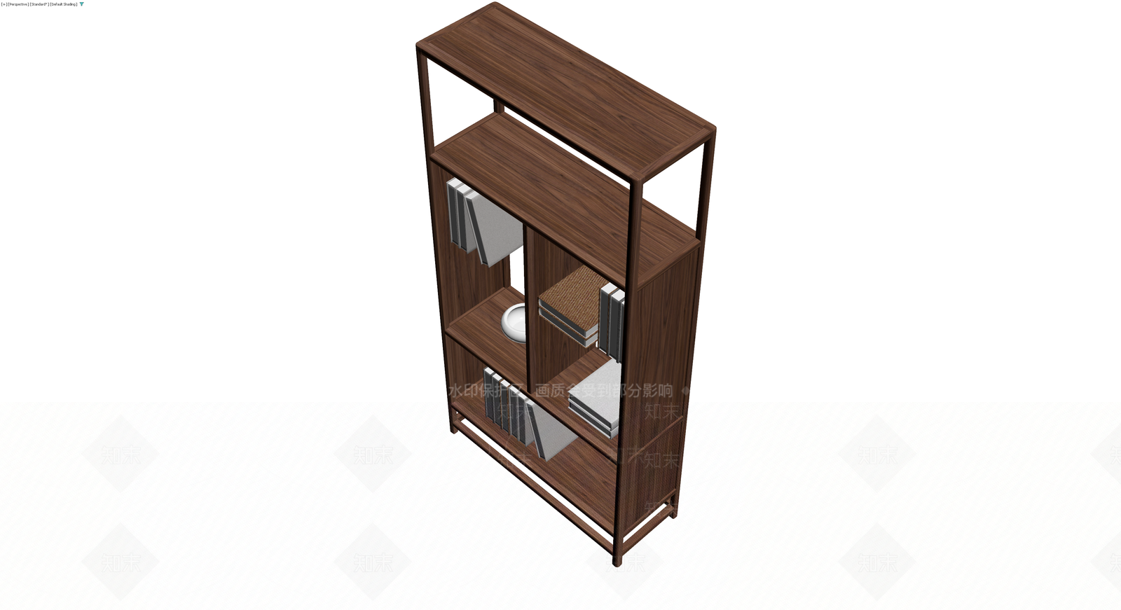 深色木纹组合书架3D模型下载【ID:1230684938】