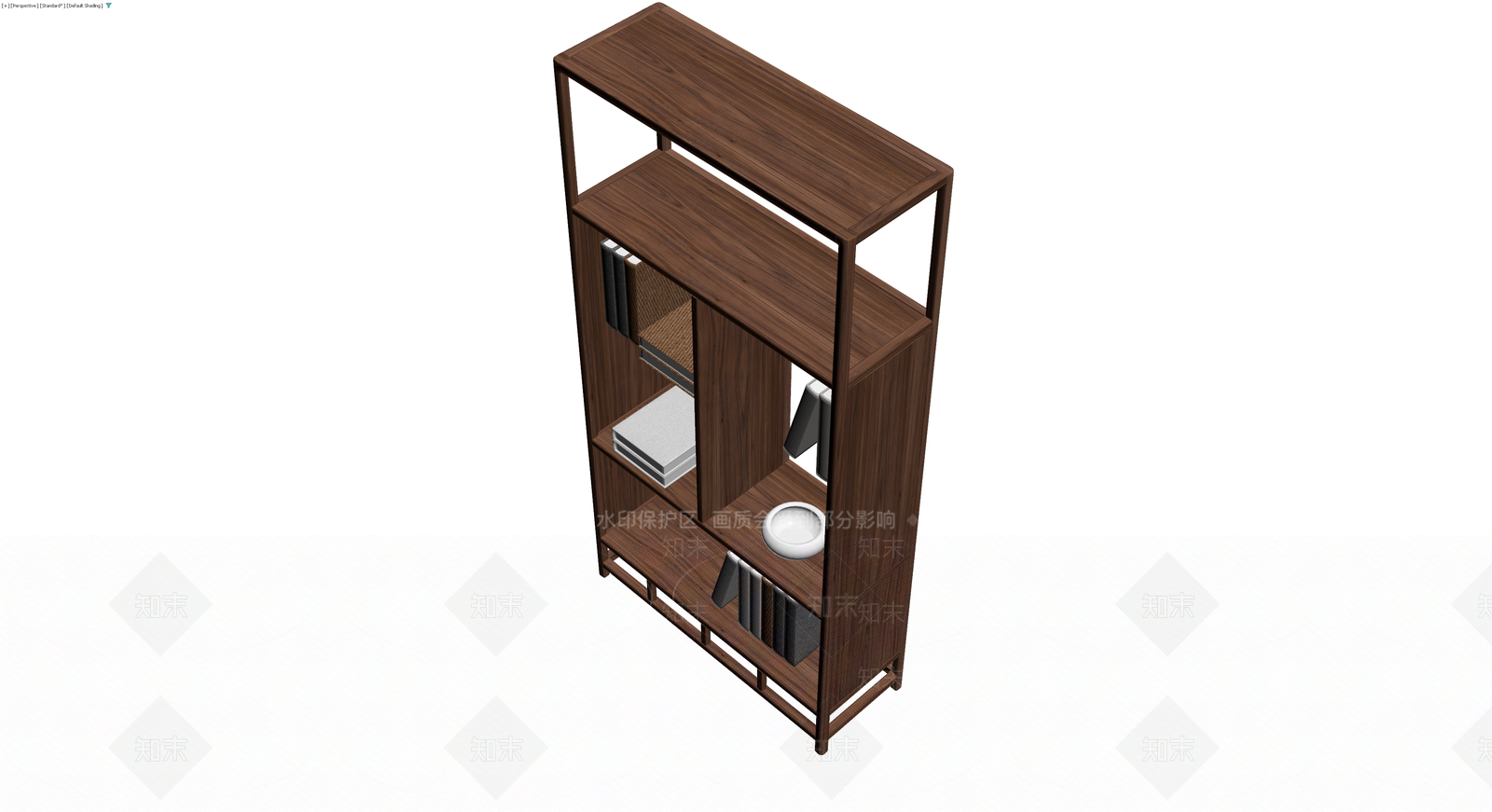 深色木纹组合书架3D模型下载【ID:1230684938】