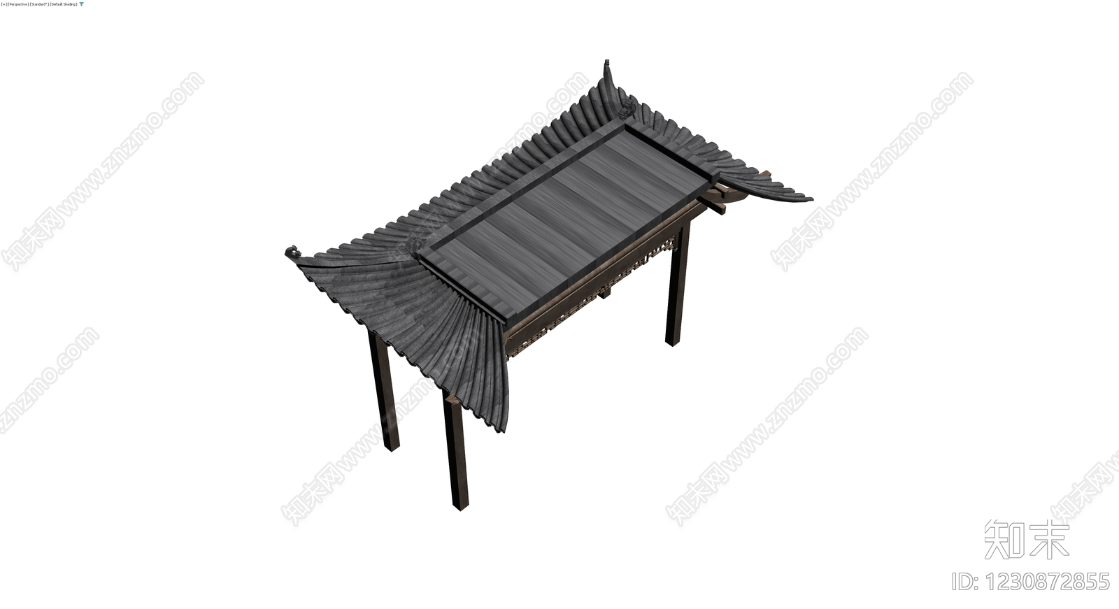 中式木质凉亭建筑模型3D模型下载【ID:1230872855】