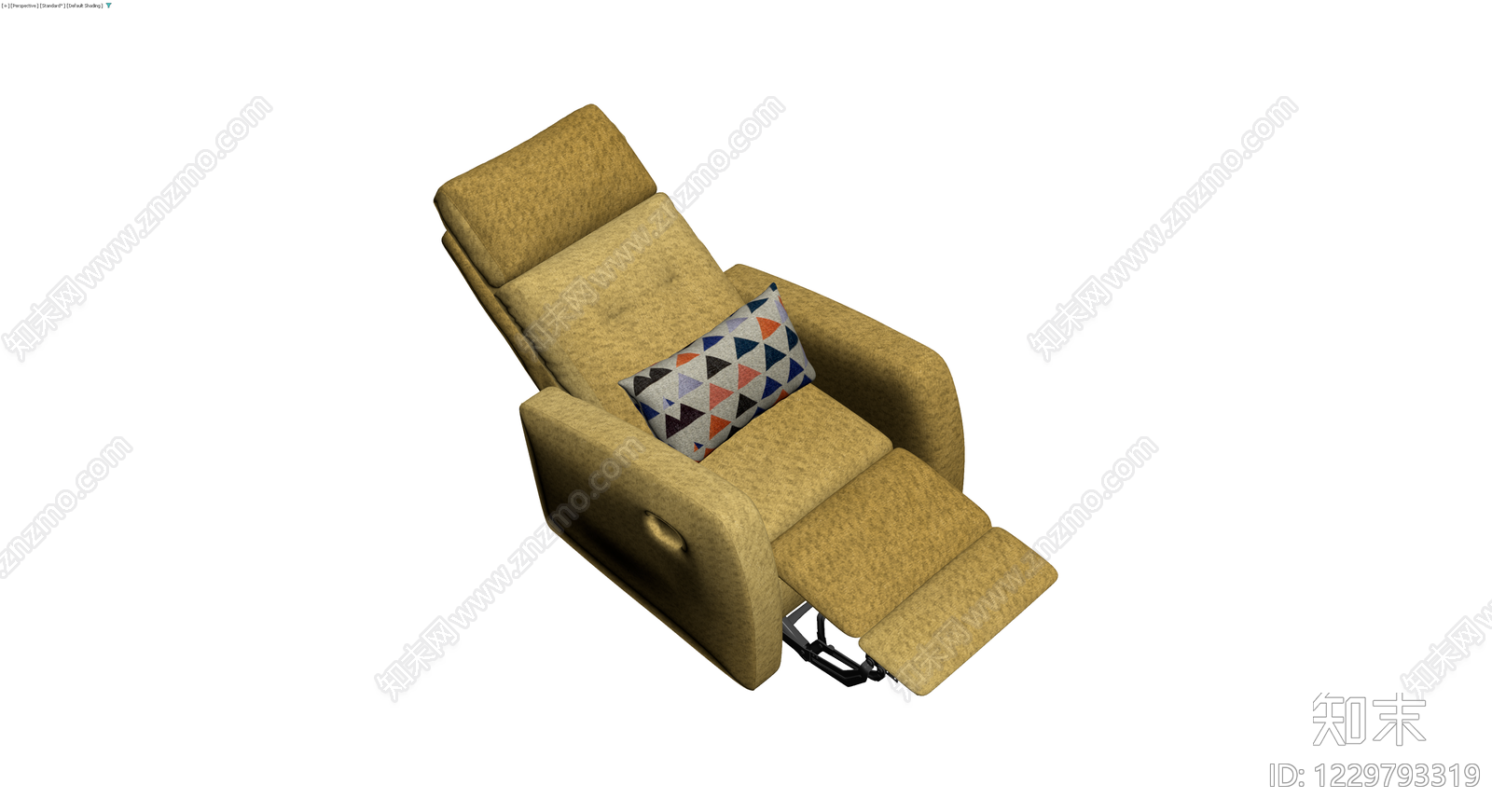 黄色布艺单人沙发3D模型下载【ID:1229793319】