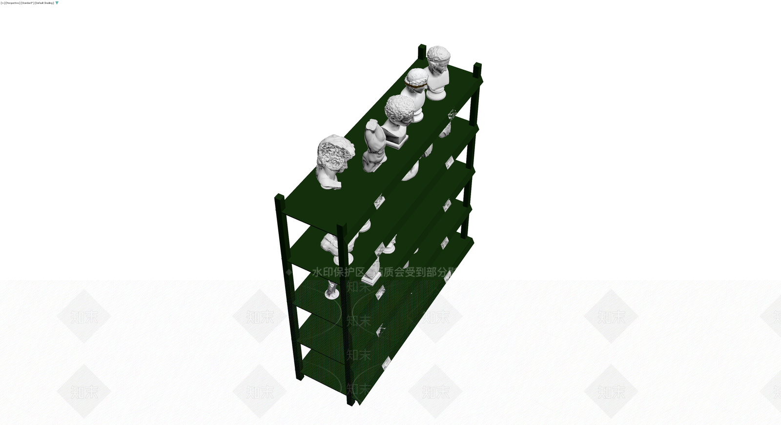 陈列架与雕塑组合3D模型下载【ID:1229946687】