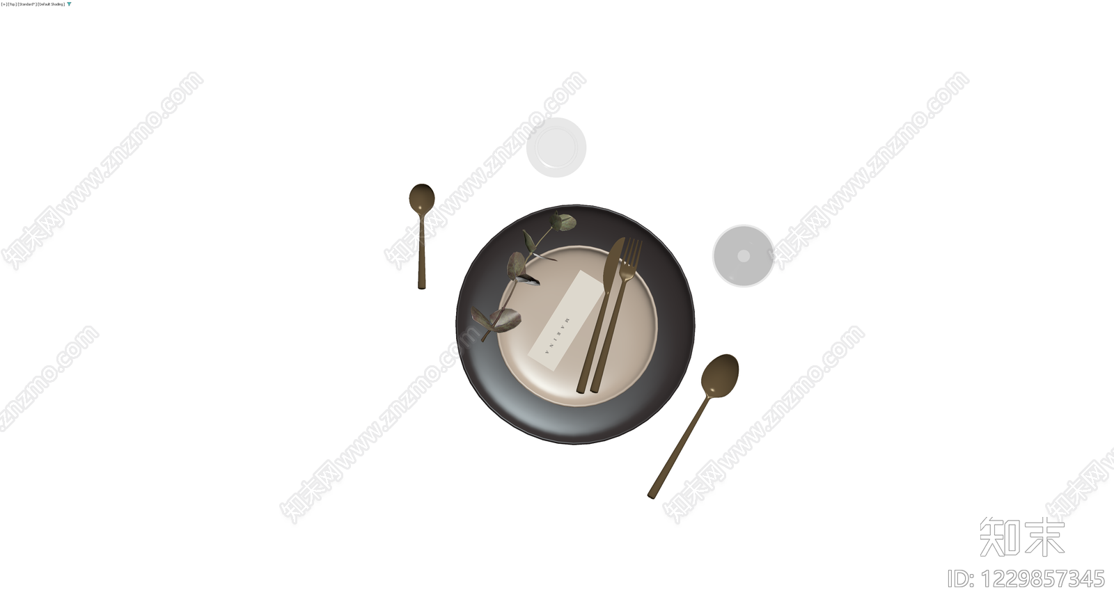 餐具组合（盘勺杯）3D模型下载【ID:1229857345】