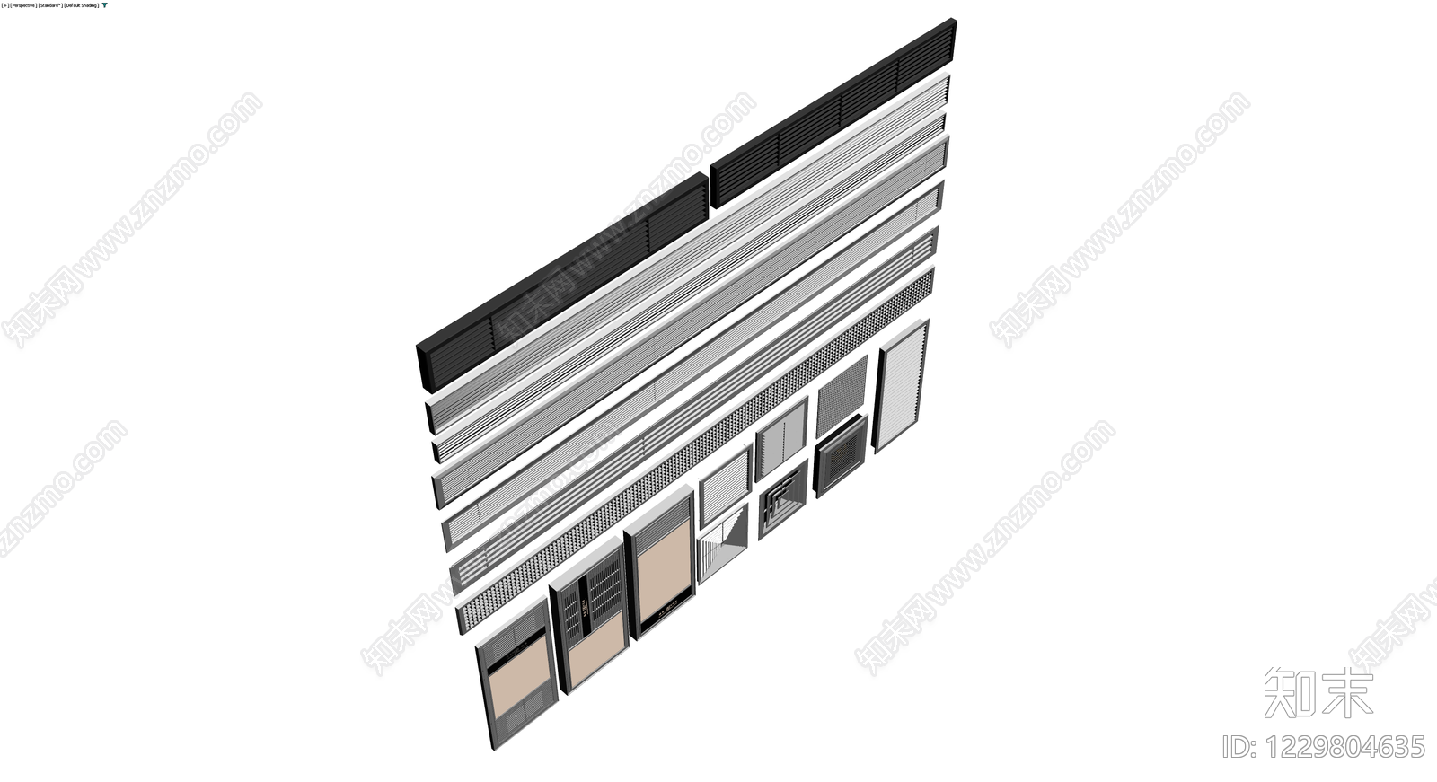 通风口/空调格栅组件集3D模型下载【ID:1229804635】