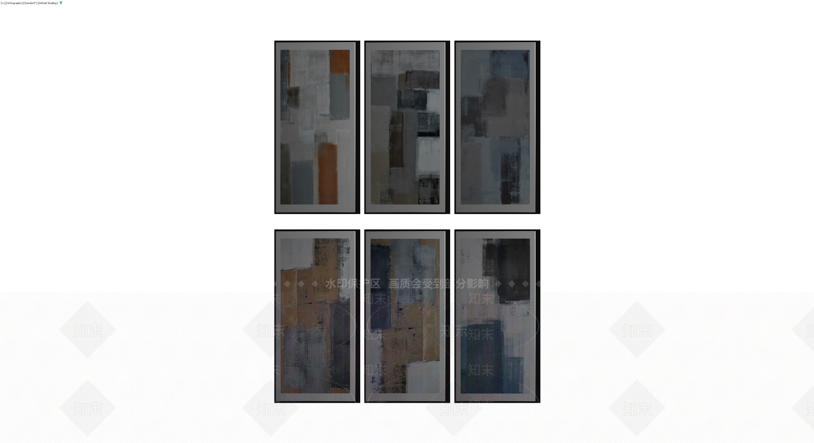 六联抽象装饰挂画组合3D模型下载【ID:1229611249】