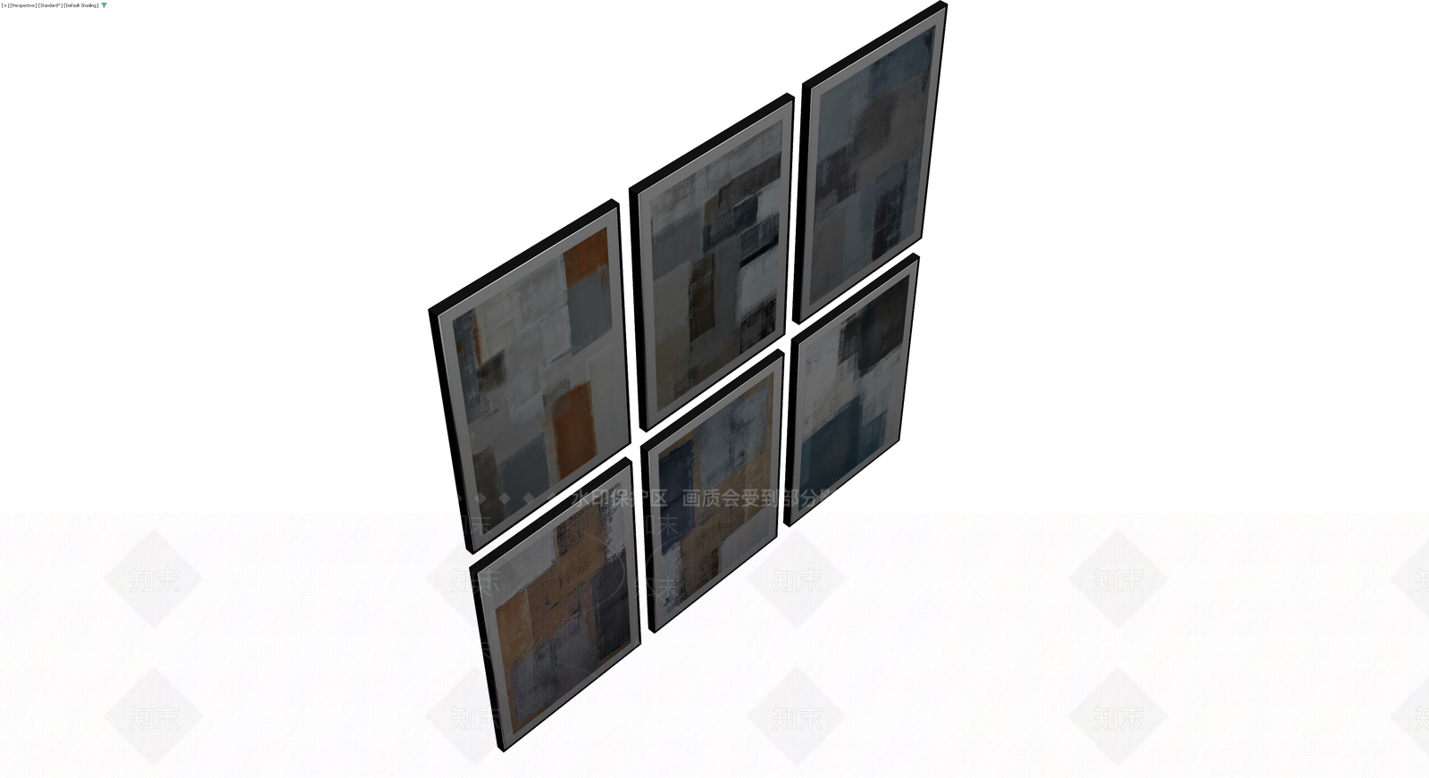 六联抽象装饰挂画组合3D模型下载【ID:1229611249】