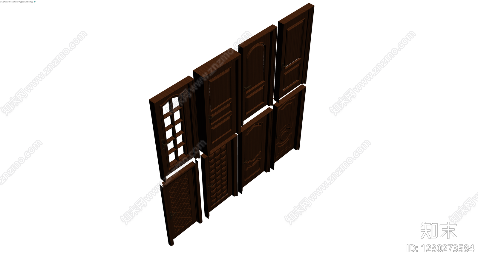 深色木门展示组合3D模型下载【ID:1230273584】