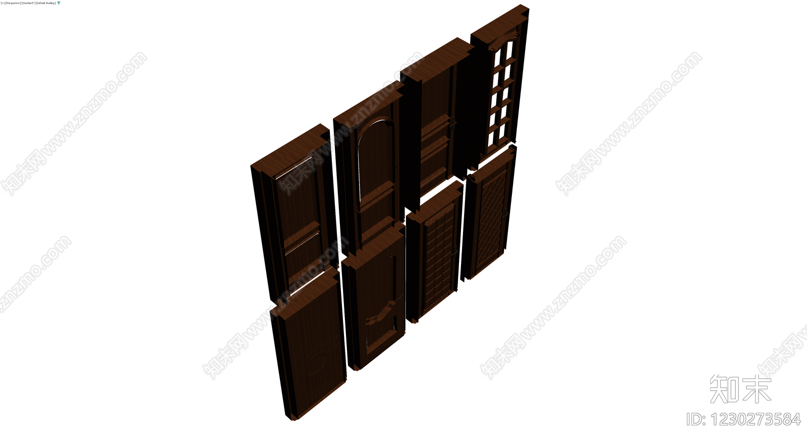 深色木门展示组合3D模型下载【ID:1230273584】