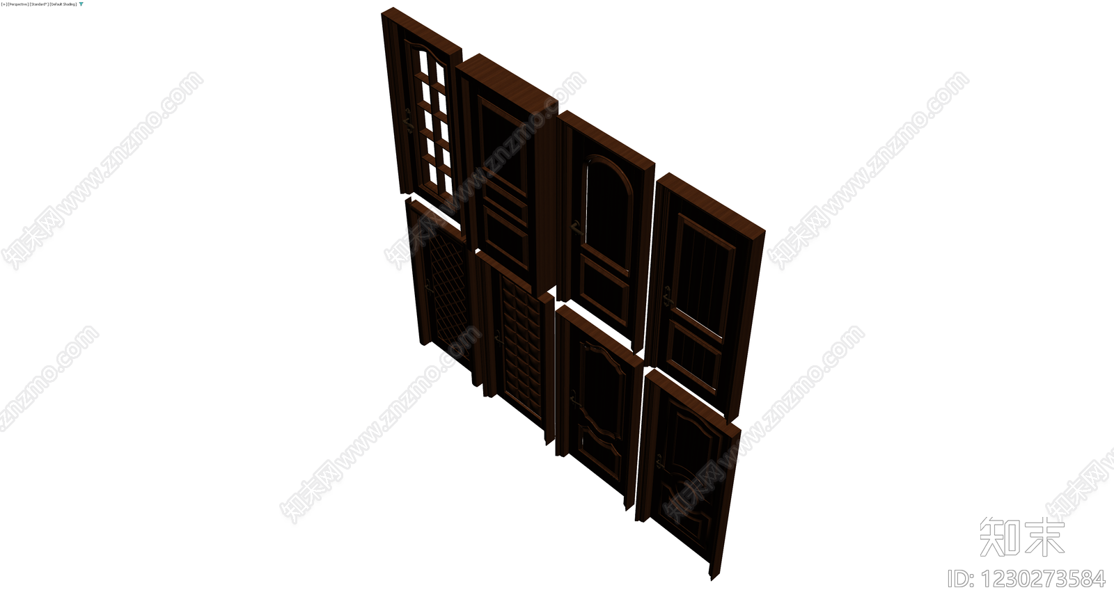 深色木门展示组合3D模型下载【ID:1230273584】