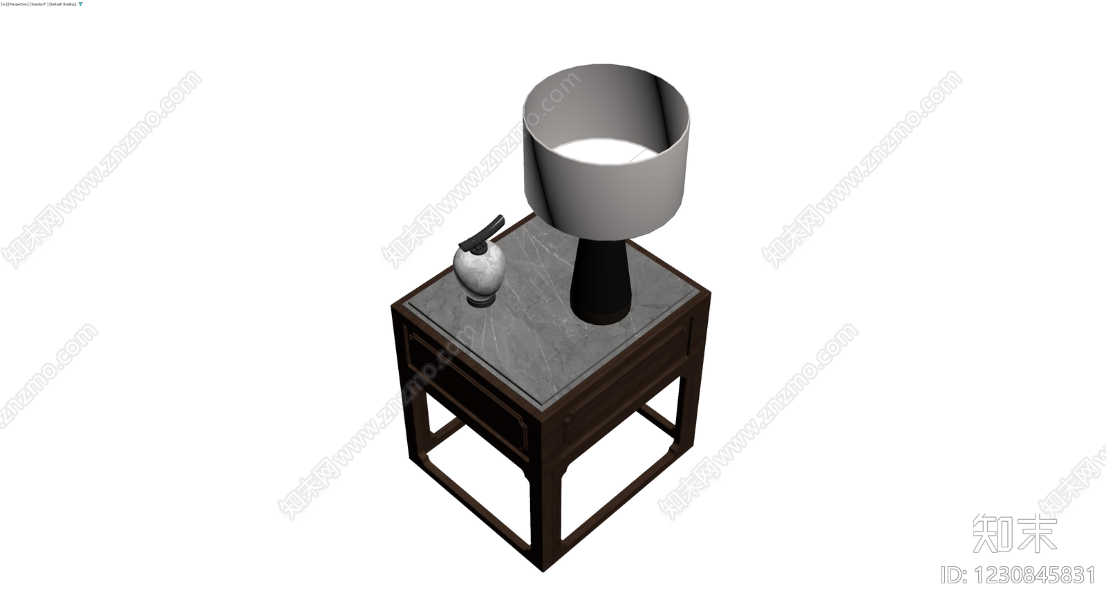 中式实木大理石边几组合3D模型下载【ID:1230845831】