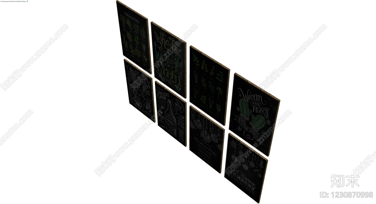 黑板画装饰板组合3D模型下载【ID:1230870998】