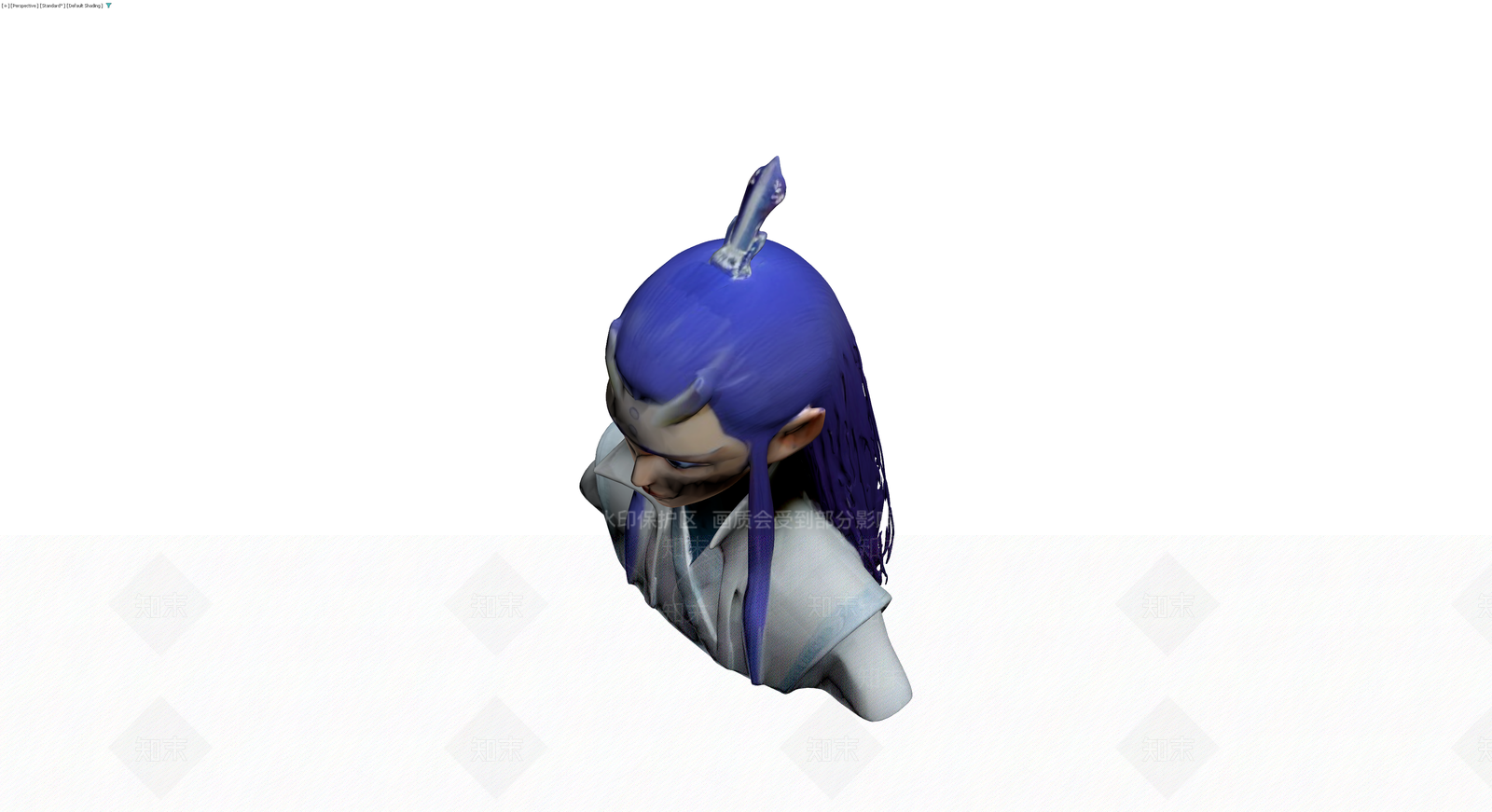 紫发龙角人物半身像3D模型下载【ID:1230326514】