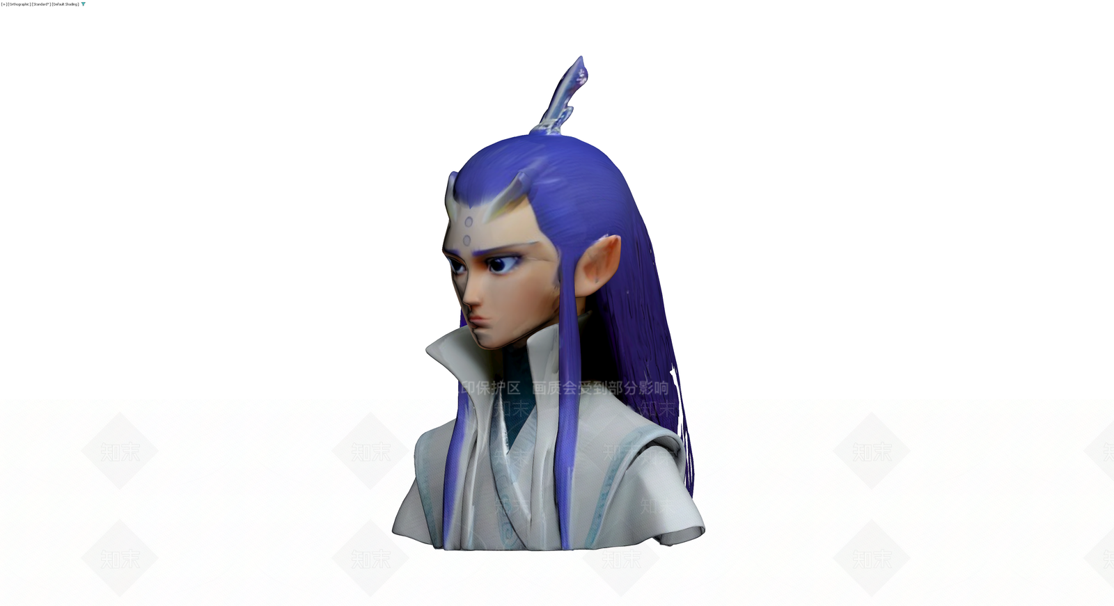 紫发龙角人物半身像3D模型下载【ID:1230326514】