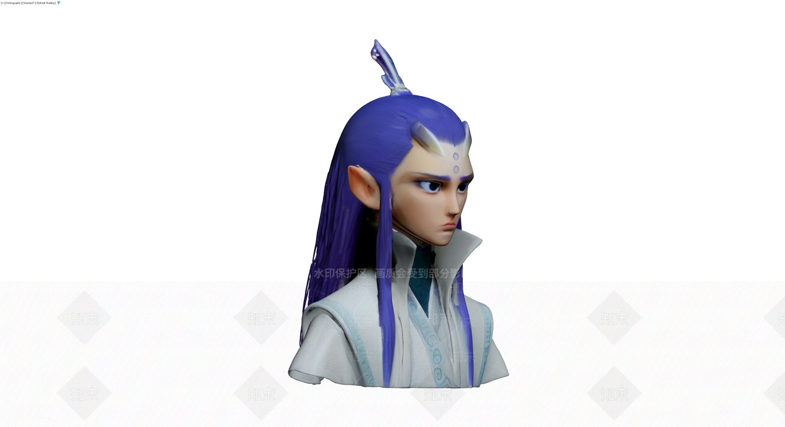 紫发龙角人物半身像3D模型下载【ID:1230326514】
