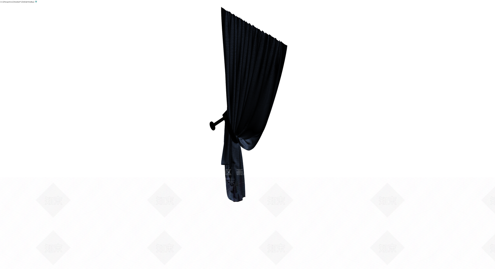 深蓝褶皱布艺窗帘3D模型下载【ID:1230426668】