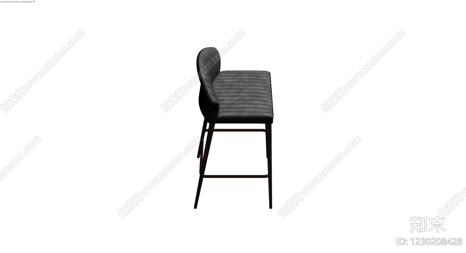 灰色软包高脚吧台椅3D模型下载【ID:1230208428】